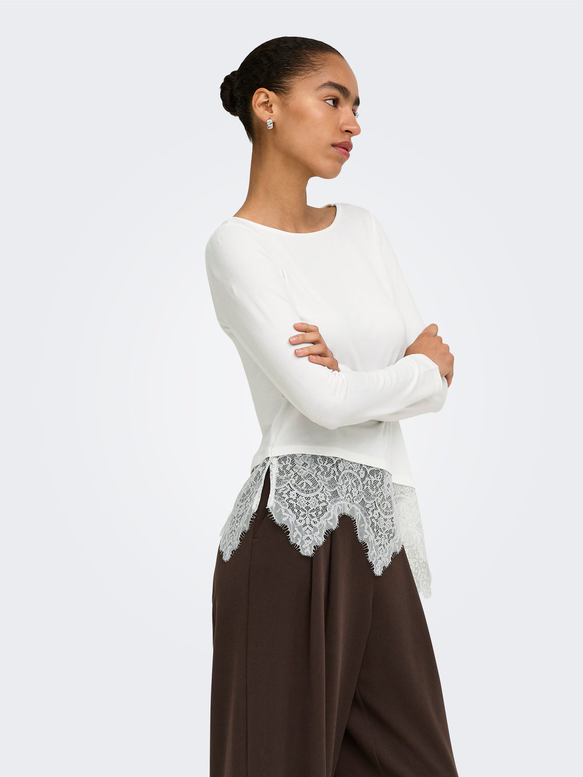 ONLLAILA L/S LACE MIX TOP JRS NOOS