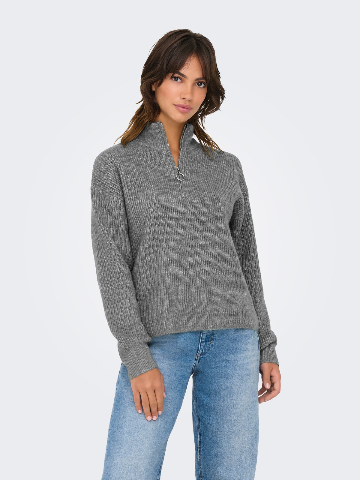 ONLTOKYO SOLID L/S ZIP PULLOVER KNT NOOS