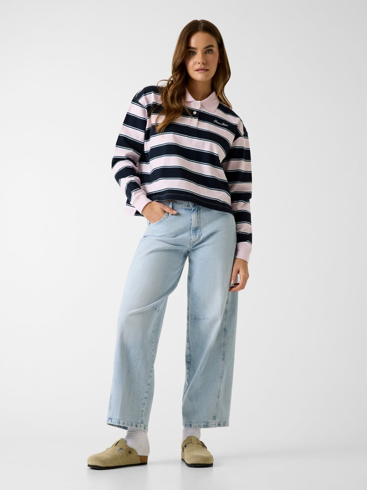 GJ OS CROP POLO SHIRT