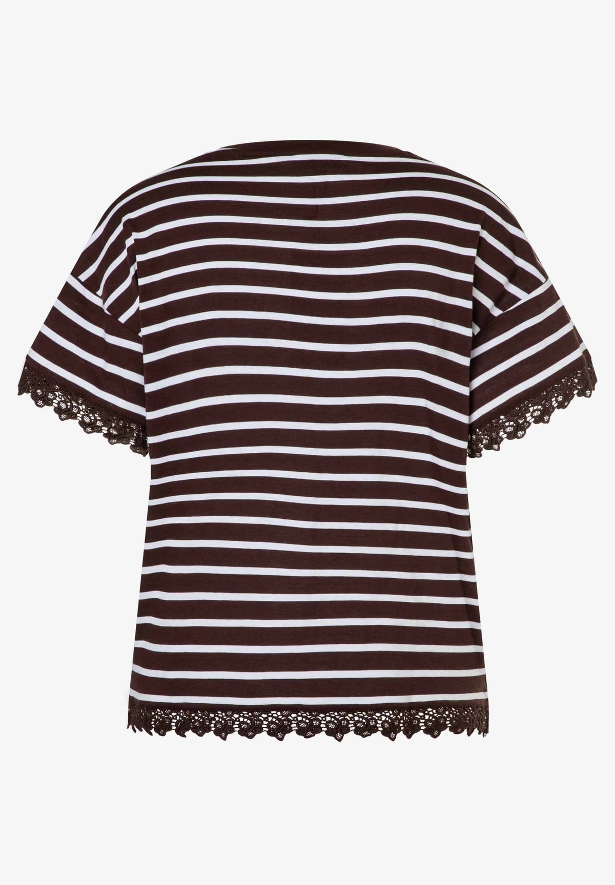 Streifenshirt mit Spitzenkante