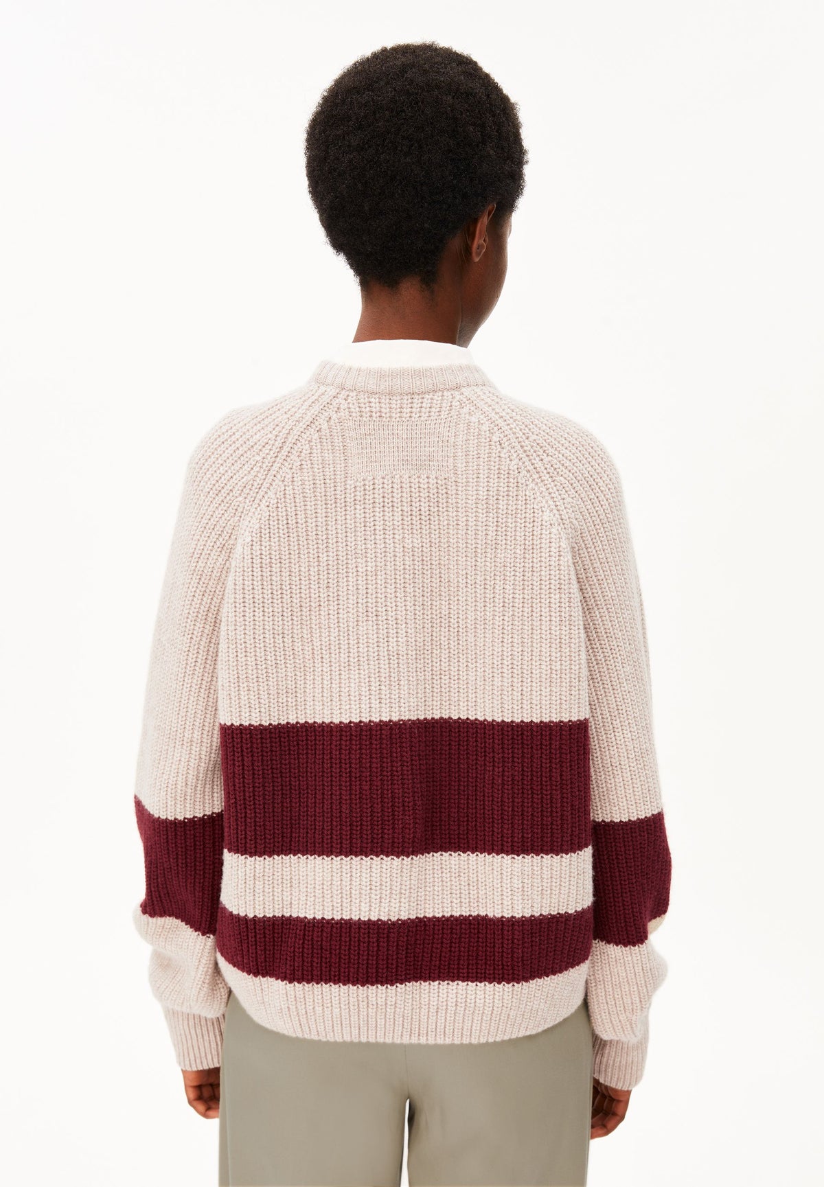 RIB STRIPED KNIT SWEATER