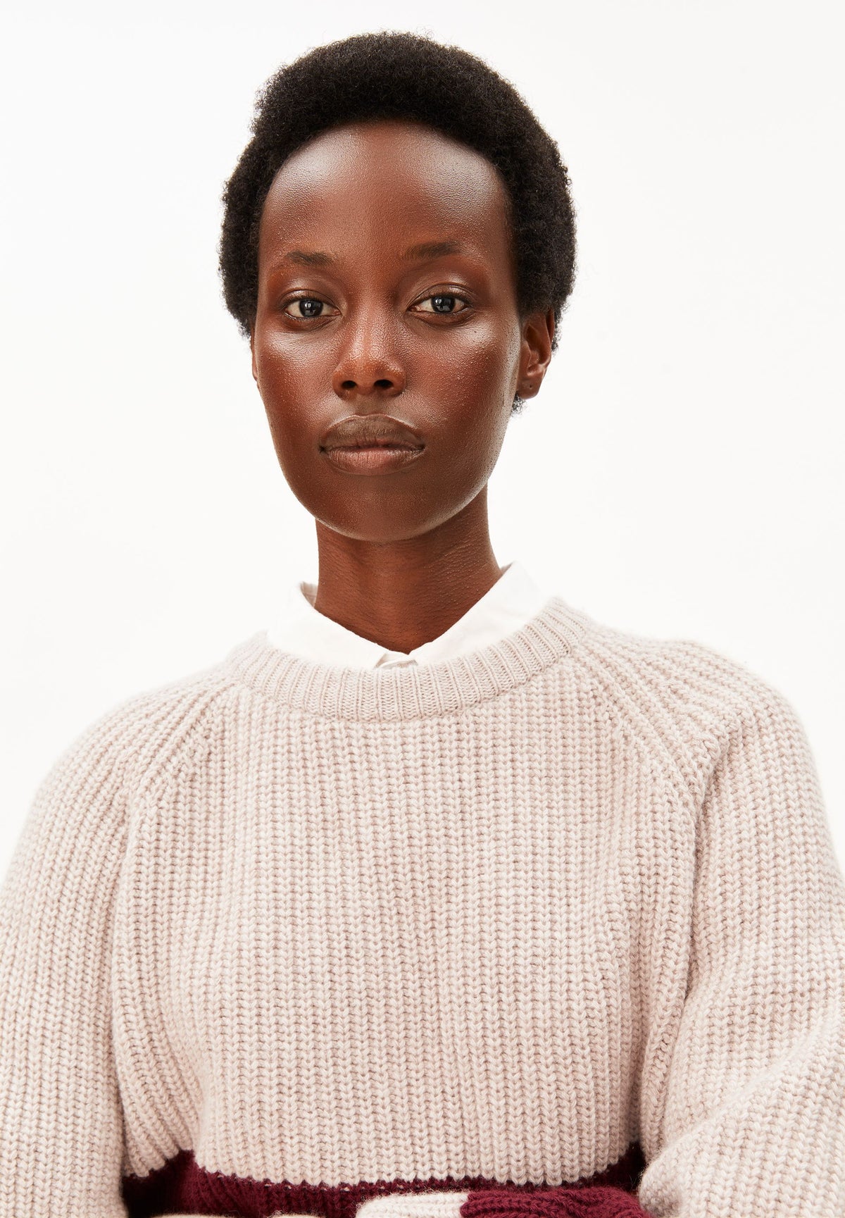 RIB STRIPED KNIT SWEATER