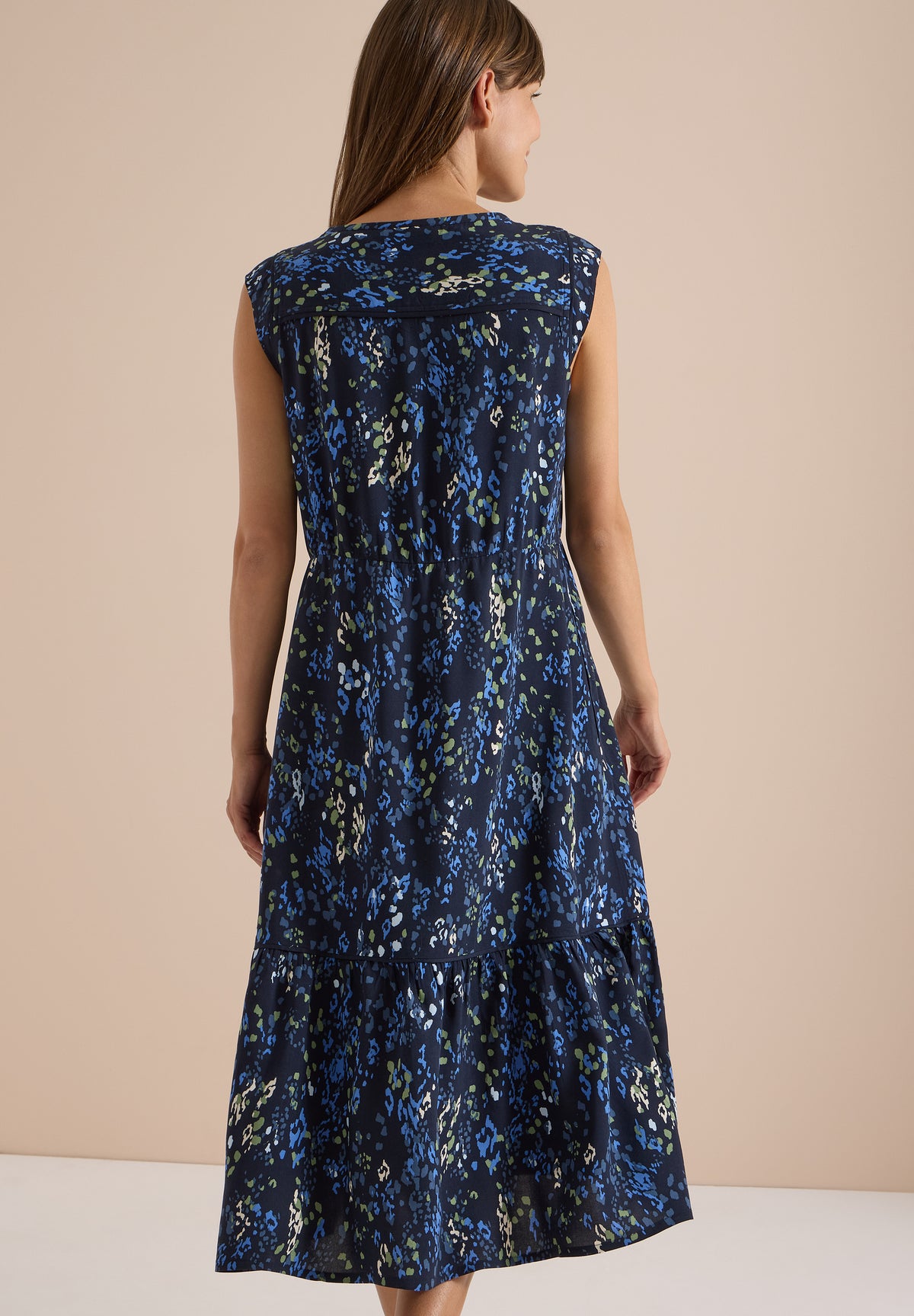 Midikleid mit Split Neck und Print