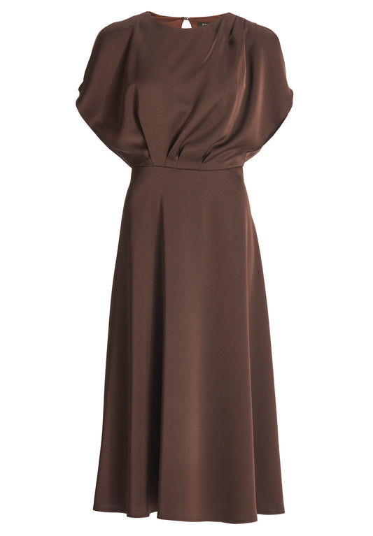 Cocktailkleid aus Satin mit geschlitzten Schulternähten