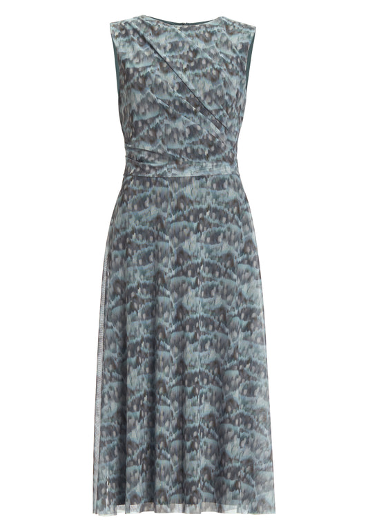 Midi Kleid aus weichem Mesh mit abstraktem Animal Print