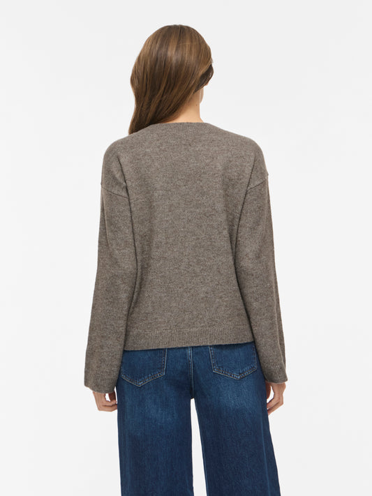 VILIGA L/S REV V-NECK KNIT TOP - NOOS
