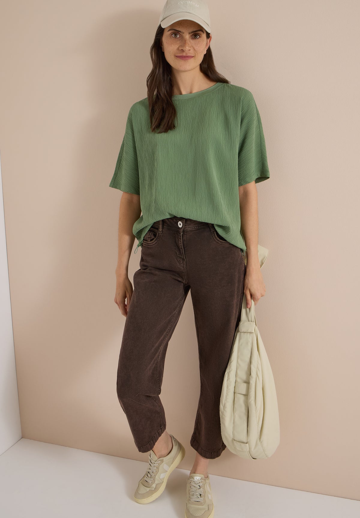 Dropped Shoulder Blusenshirt in Unifarbe
