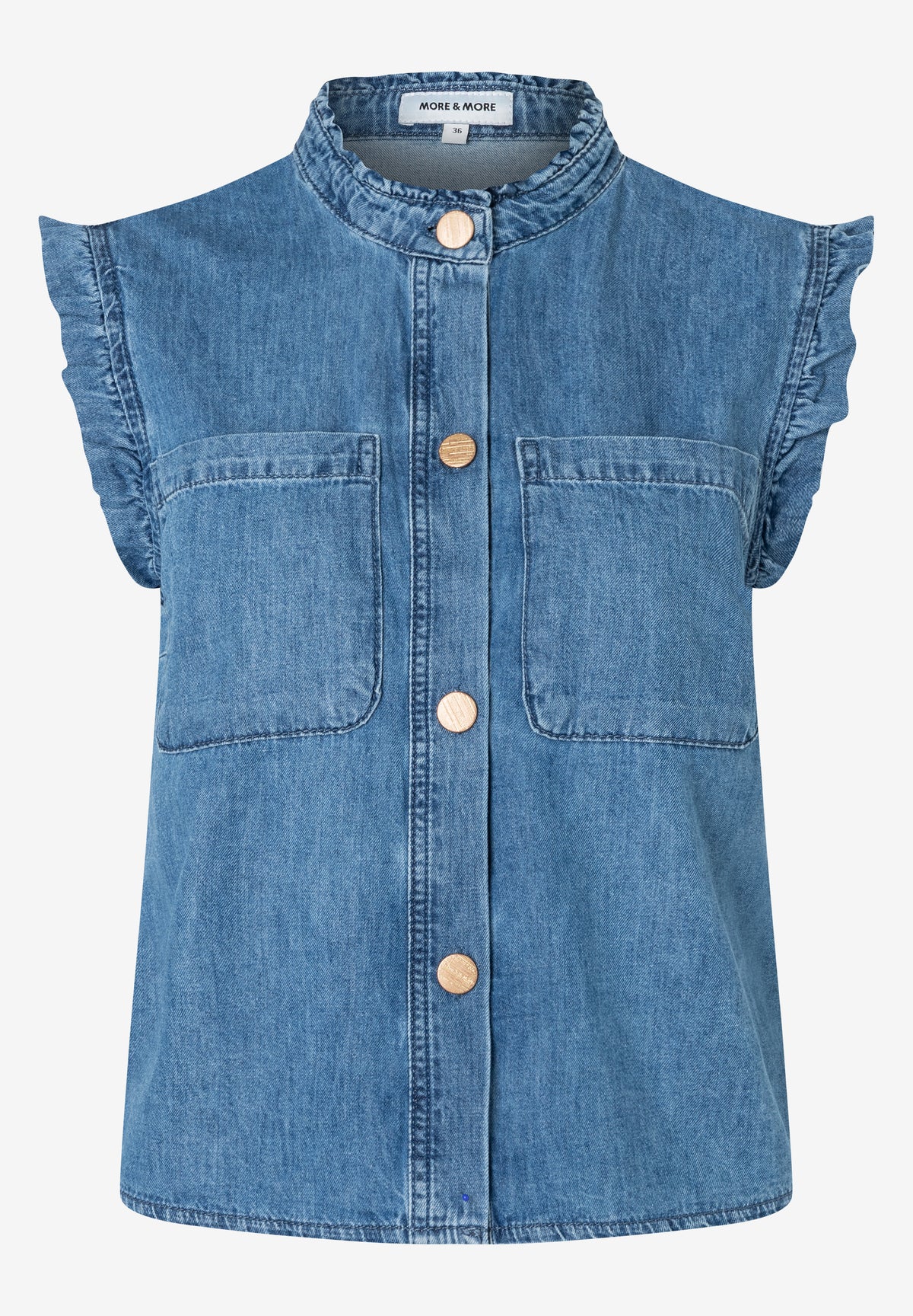 Jeansbluse mit Rüschenärmeln