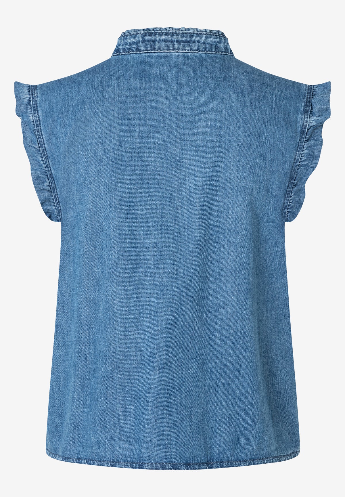 Jeansbluse mit Rüschenärmeln