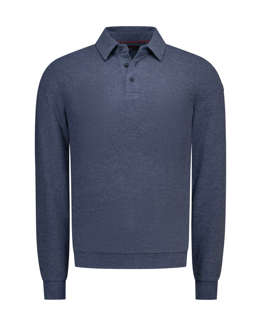 POLO LONG SLEEVE, OXFORD NAVY MELANGE