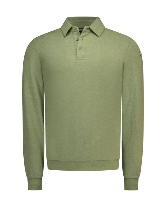 POLO LONG SLEEVE, SCOUTING GREEN MELANGE