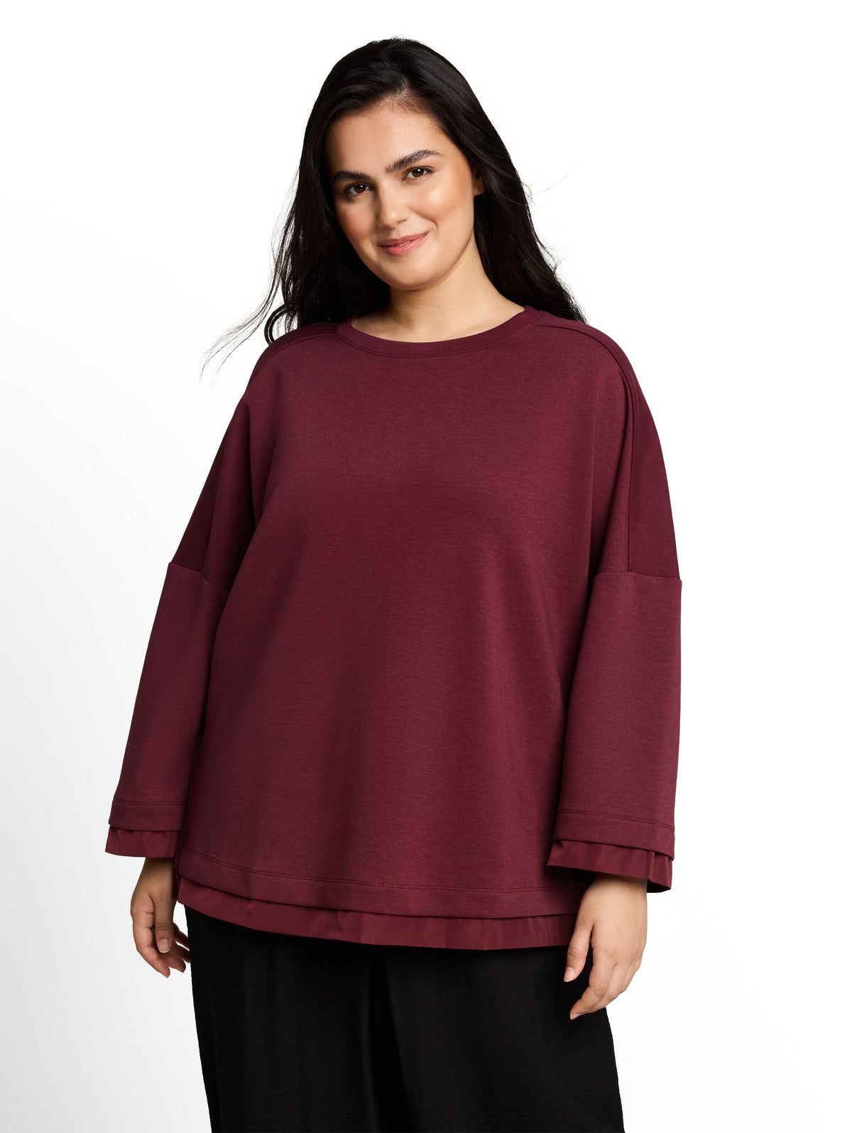 Plus Size - Loose Fit Sweatshirt mit 7/8-Arm