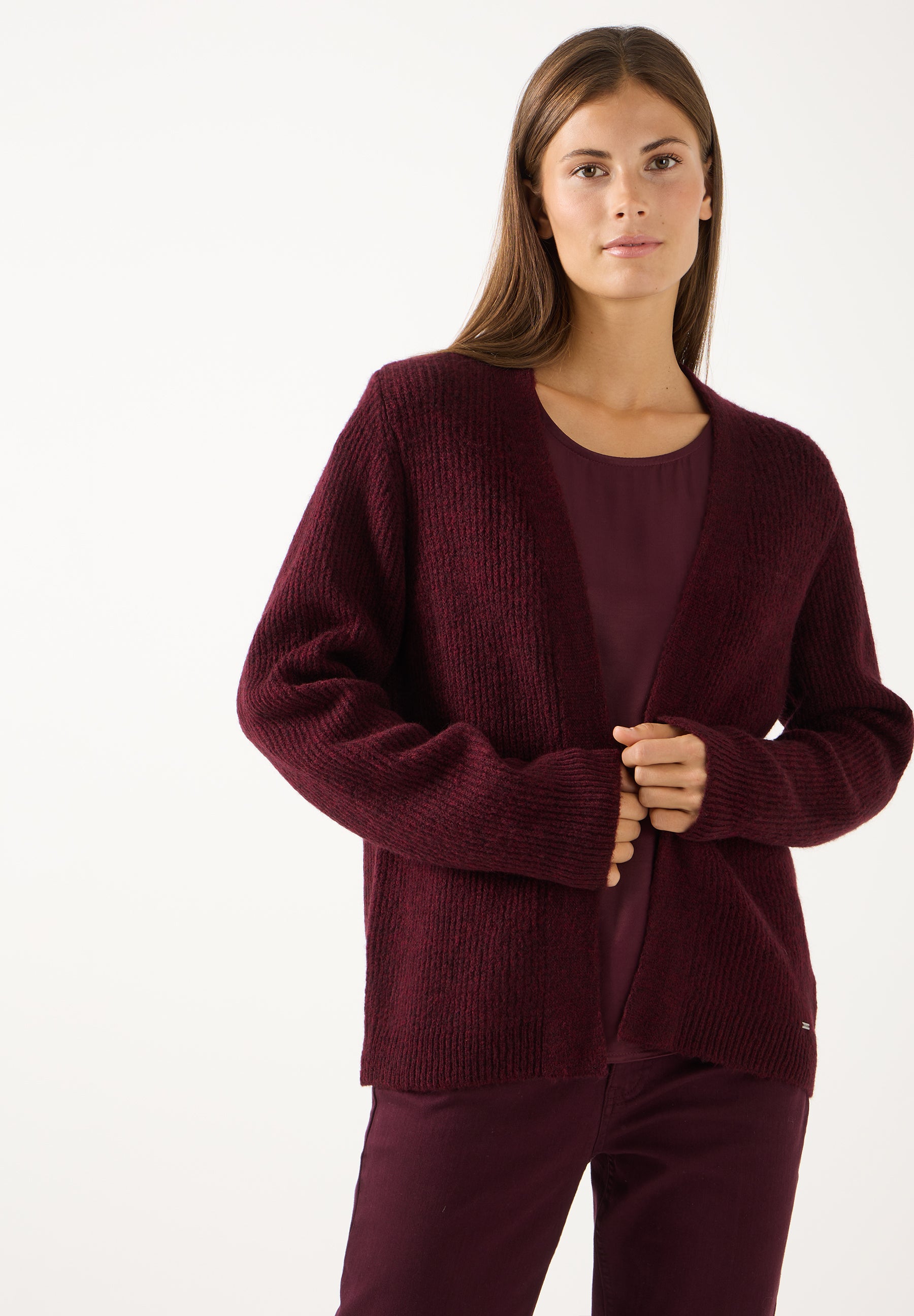 Cardigan, pomegranate red