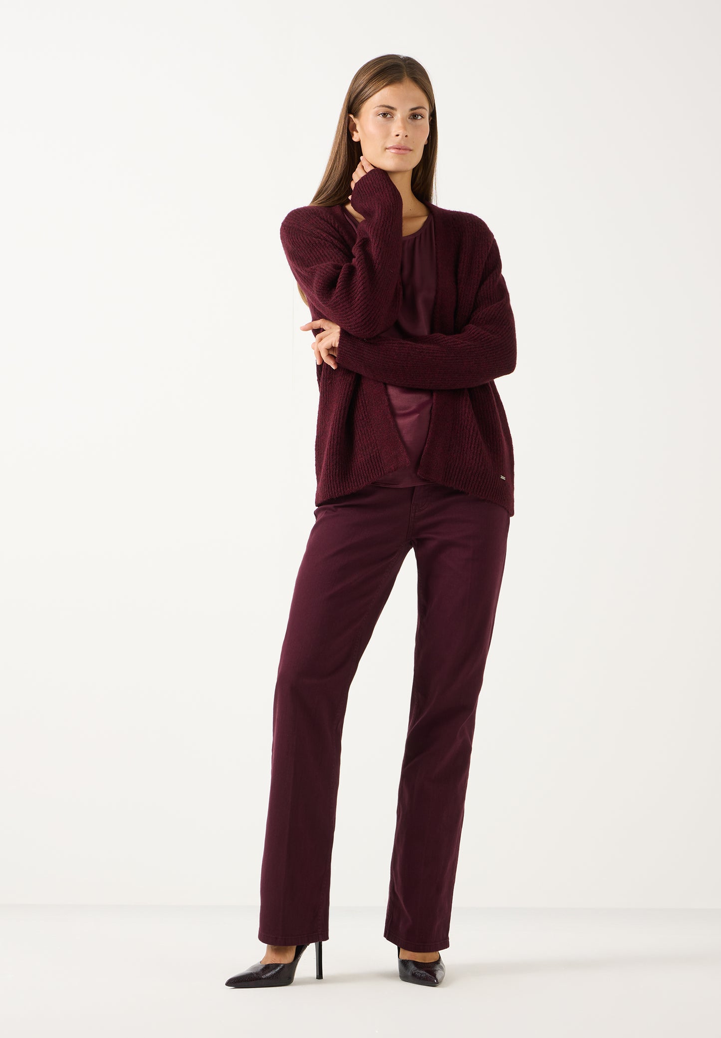 Cardigan, pomegranate red