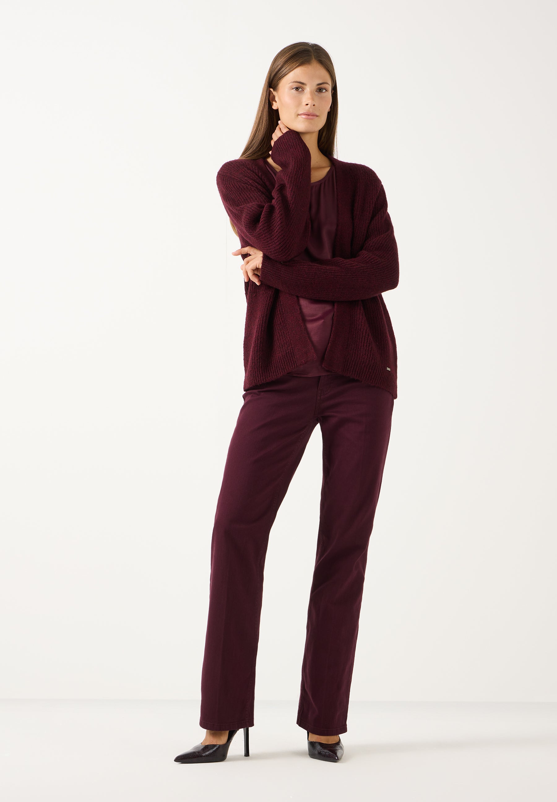 Cardigan, pomegranate red