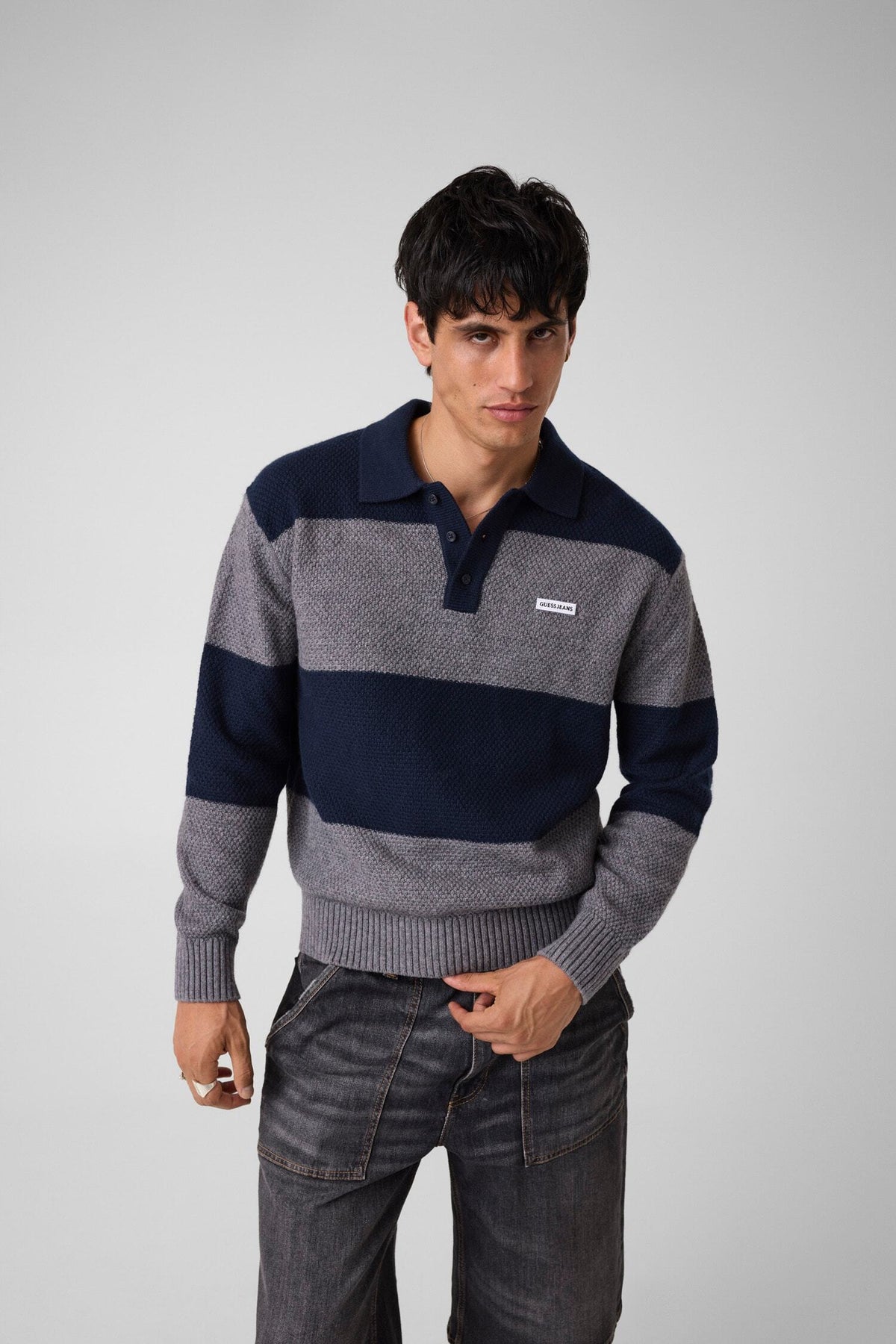 GJ LS STRIPED POLO SWTR