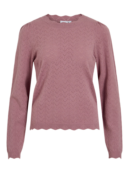 VIFEMI O-NECK L/S KNIT TOP/LC