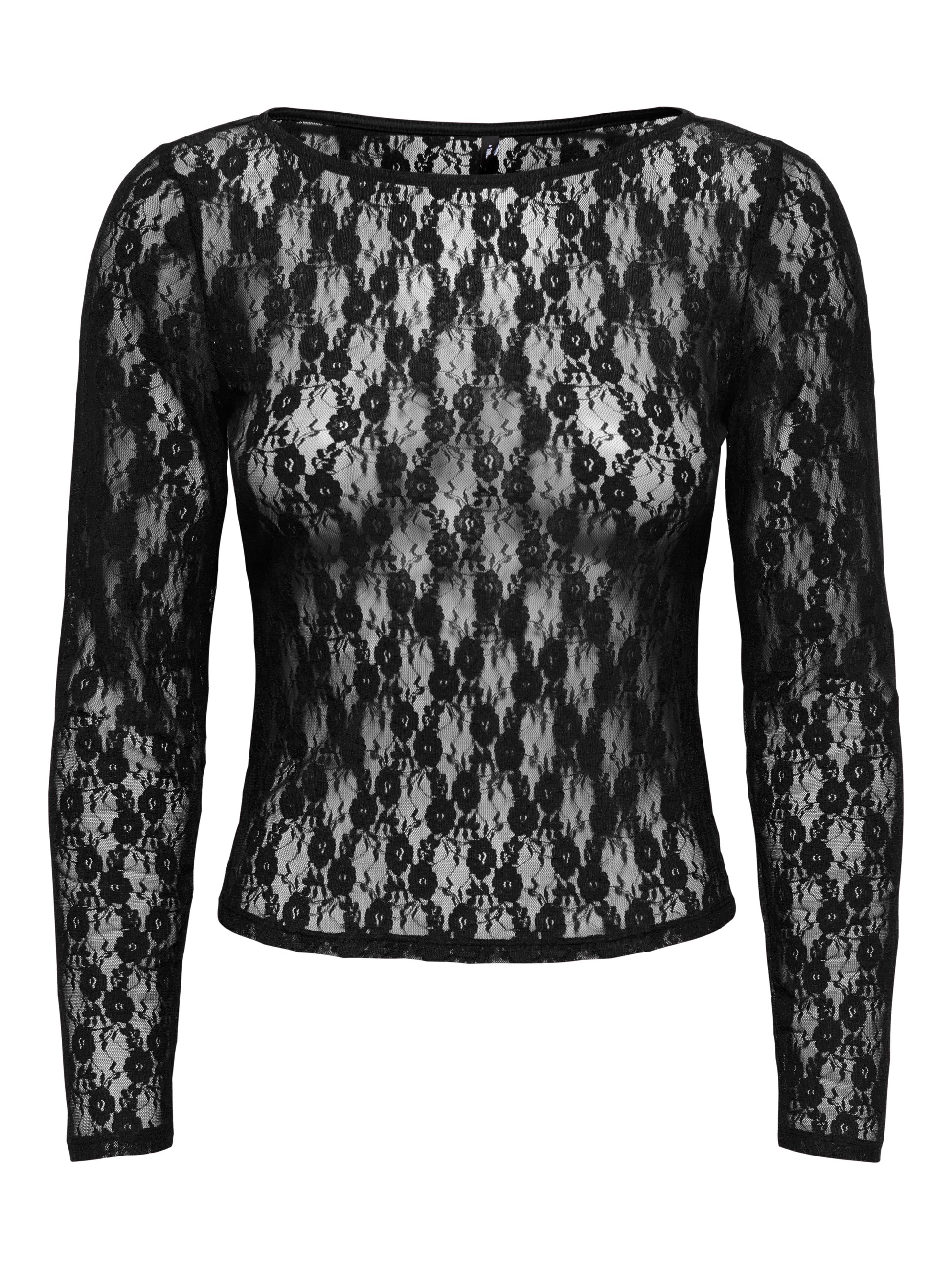 ONLNIKITA L/S BOATNECK LACE TOP BOX JRS