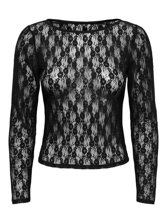 ONLNIKITA L/S BOATNECK LACE TOP BOX JRS
