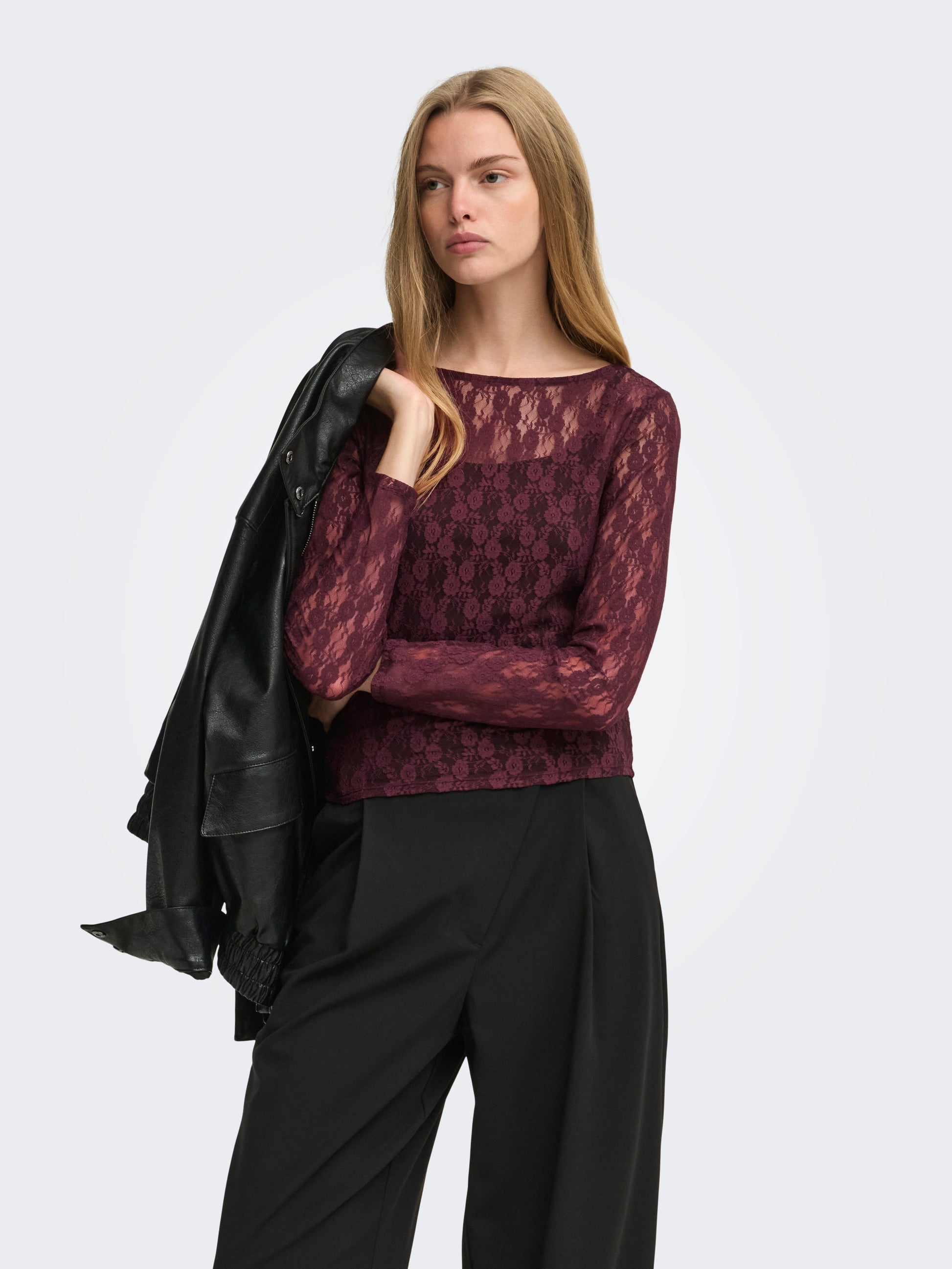 ONLNIKITA L/S BOATNECK LACE TOP BOX JRS