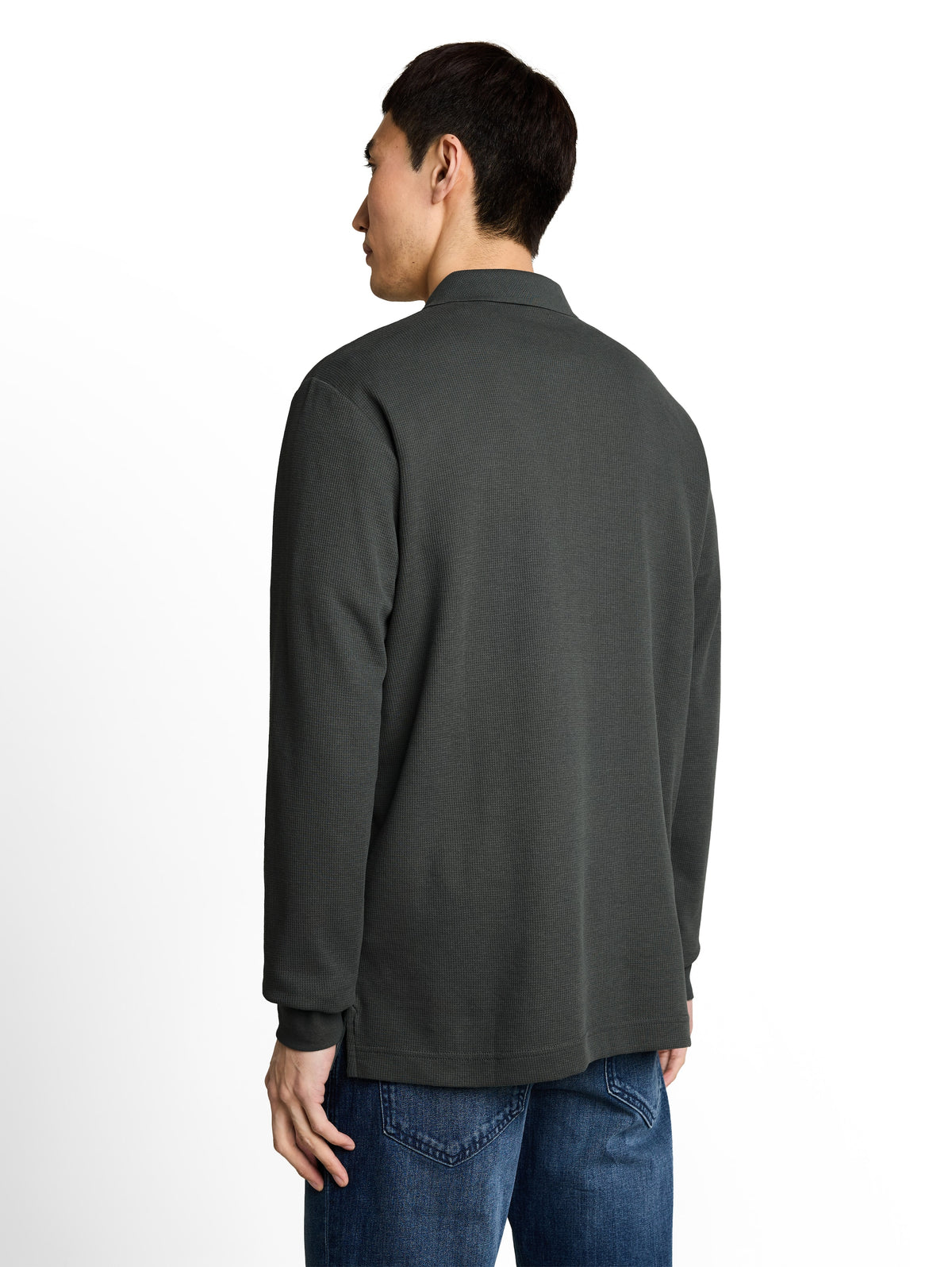 Langarm Poloshirt mit Waffelstruktur