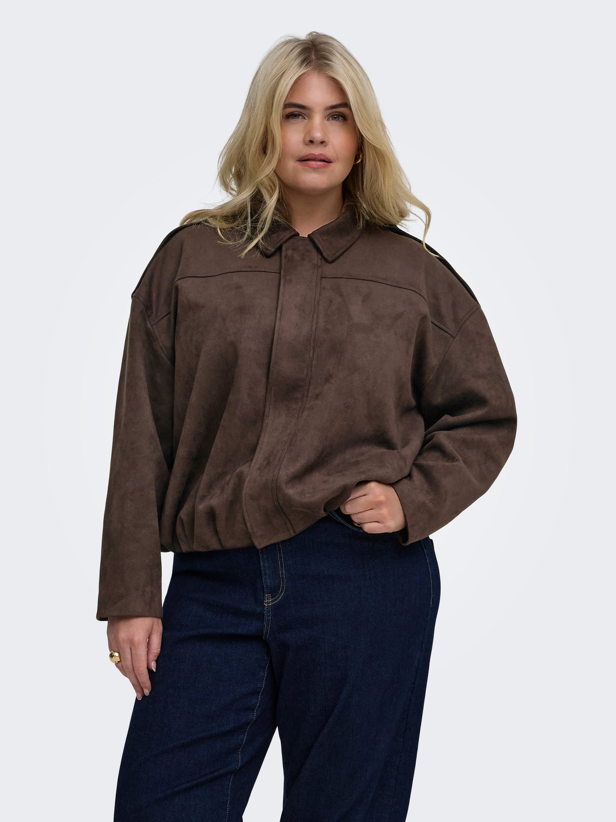 CARMOON-STINA L/S FAUX SUEDE BOMBER OTW