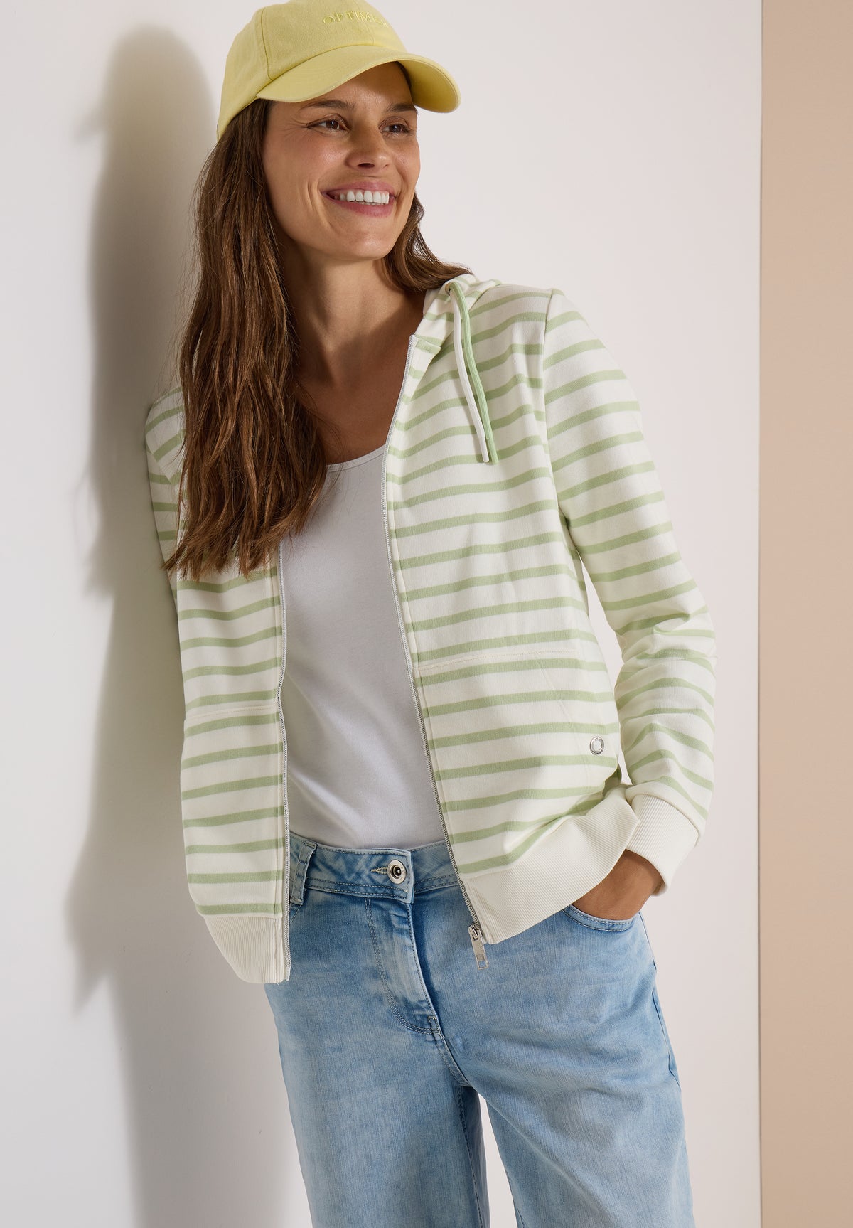 Langarm Jacke mit Kapuze und Struktur