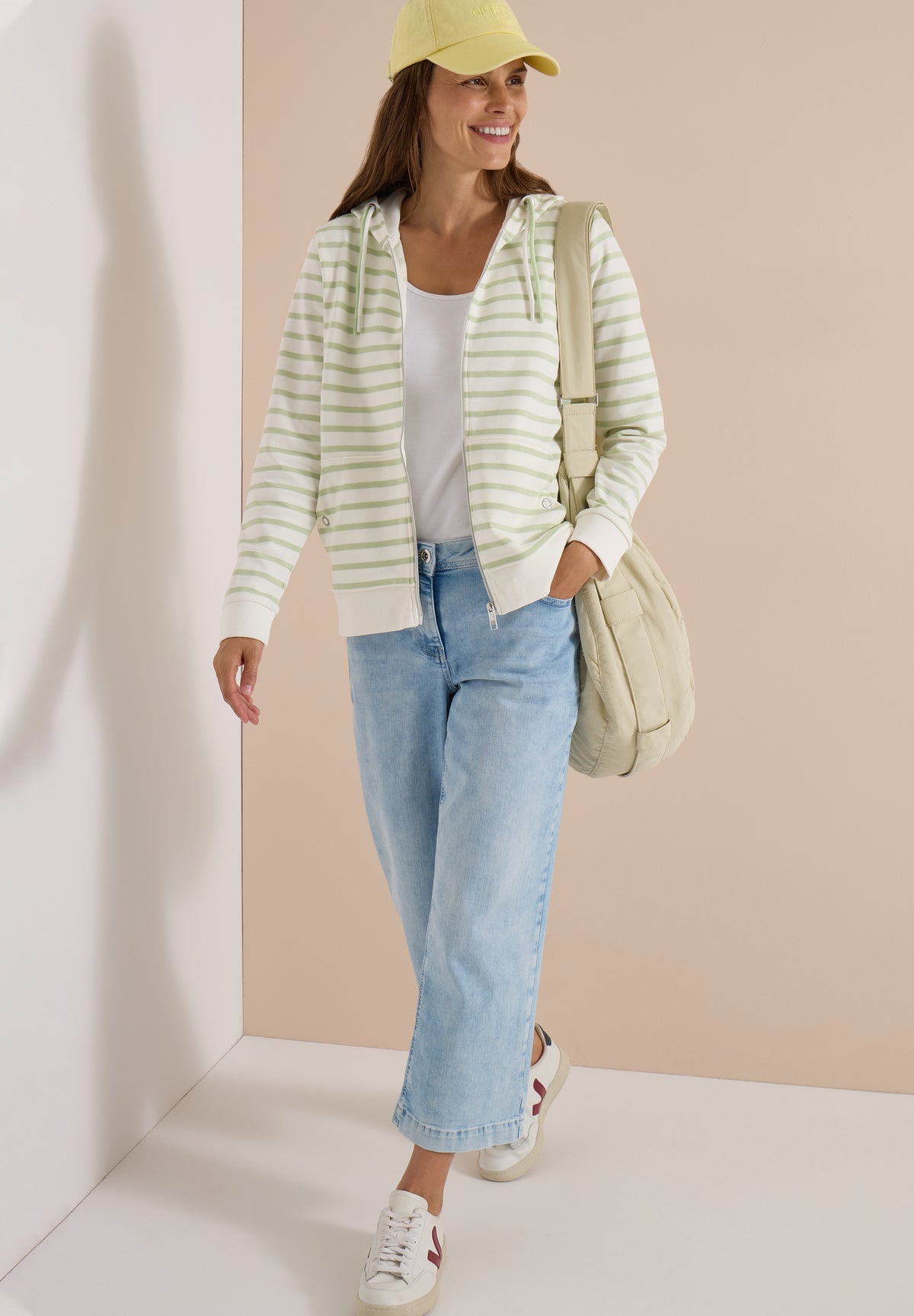 Langarm Jacke mit Kapuze und Struktur