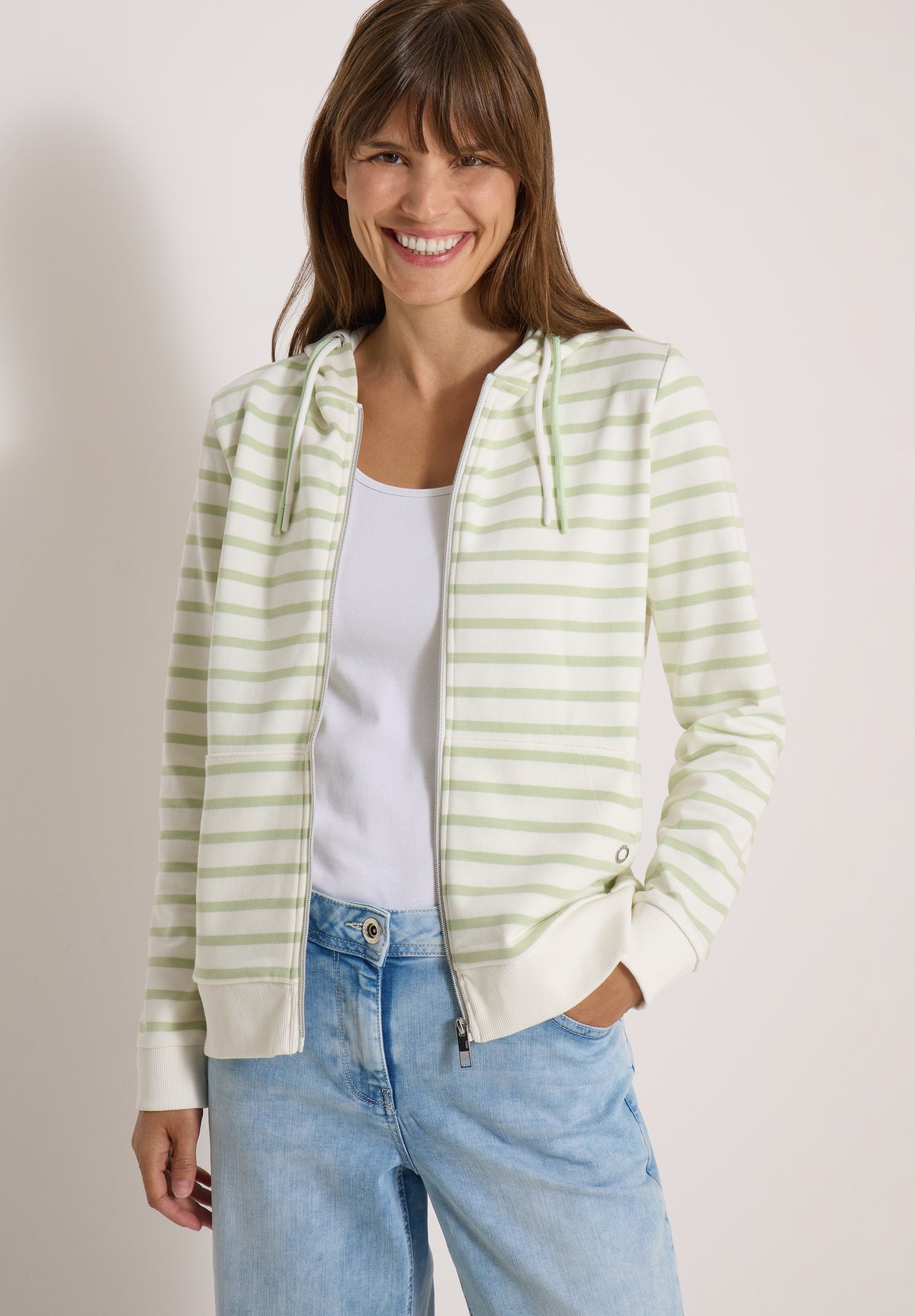 Langarm Jacke mit Kapuze und Struktur