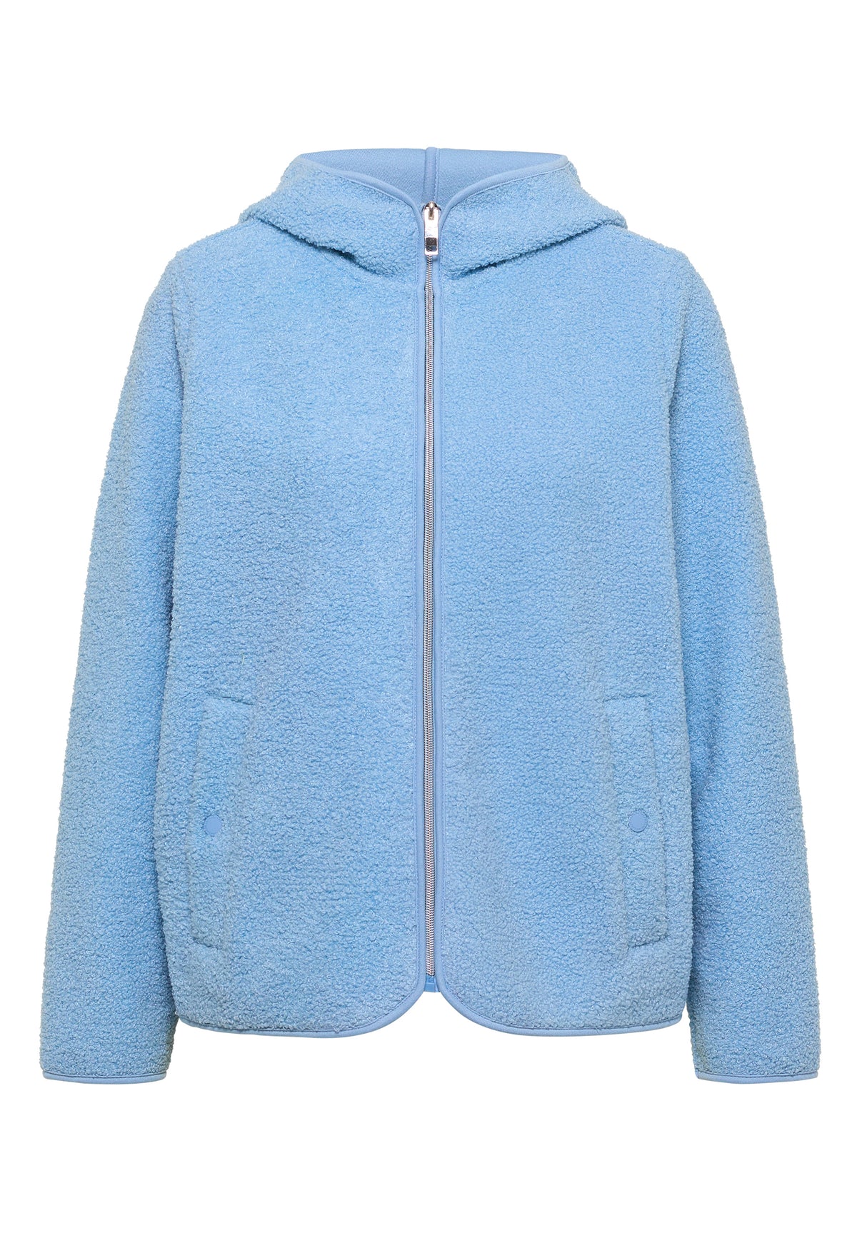Teddy-Jacke mit Kapuze in Unifarbe