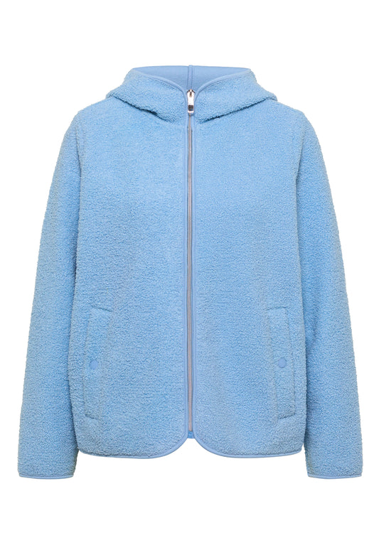 Teddy-Jacke mit Kapuze in Unifarbe