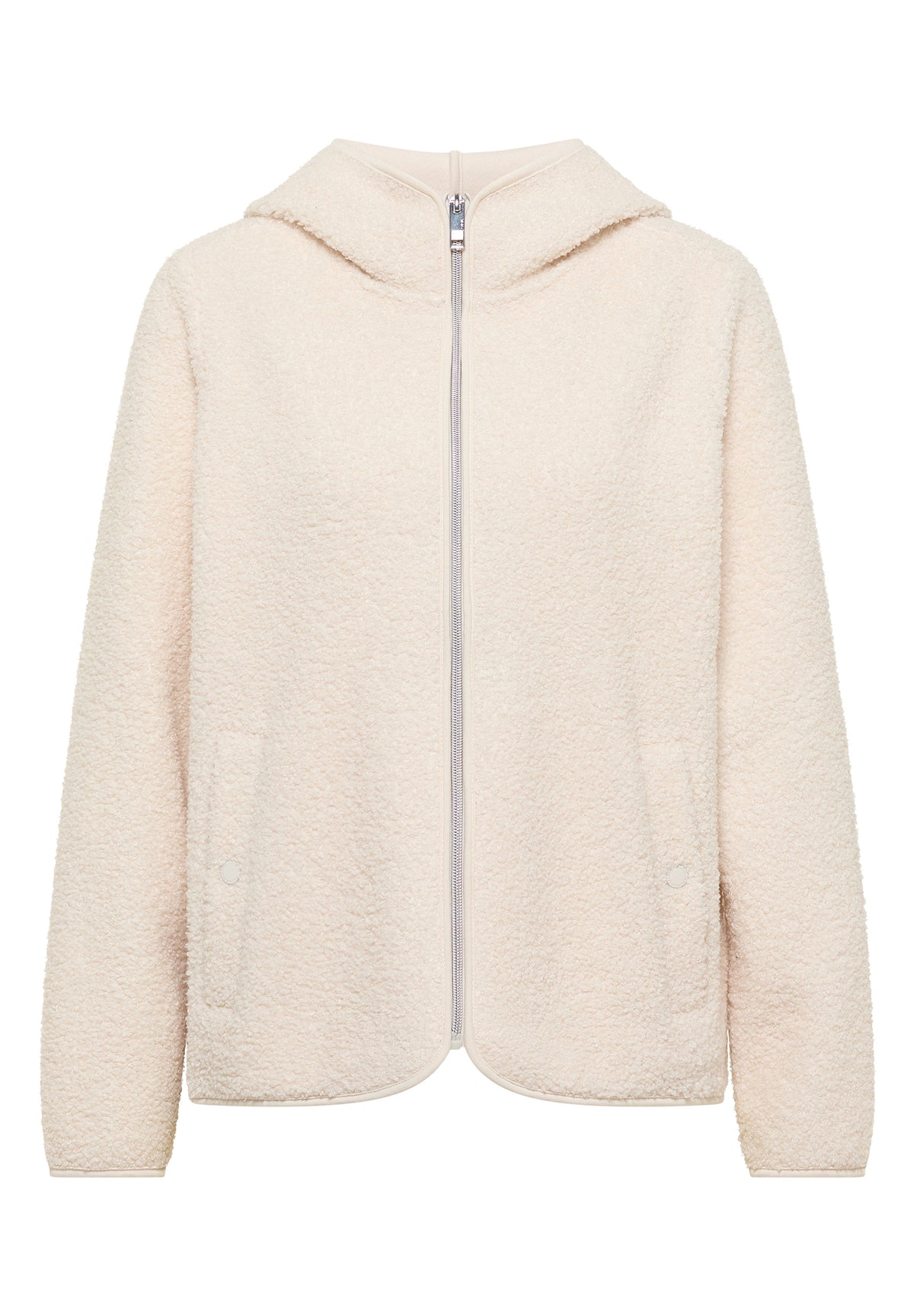 Teddy-Jacke mit Kapuze in Unifarbe