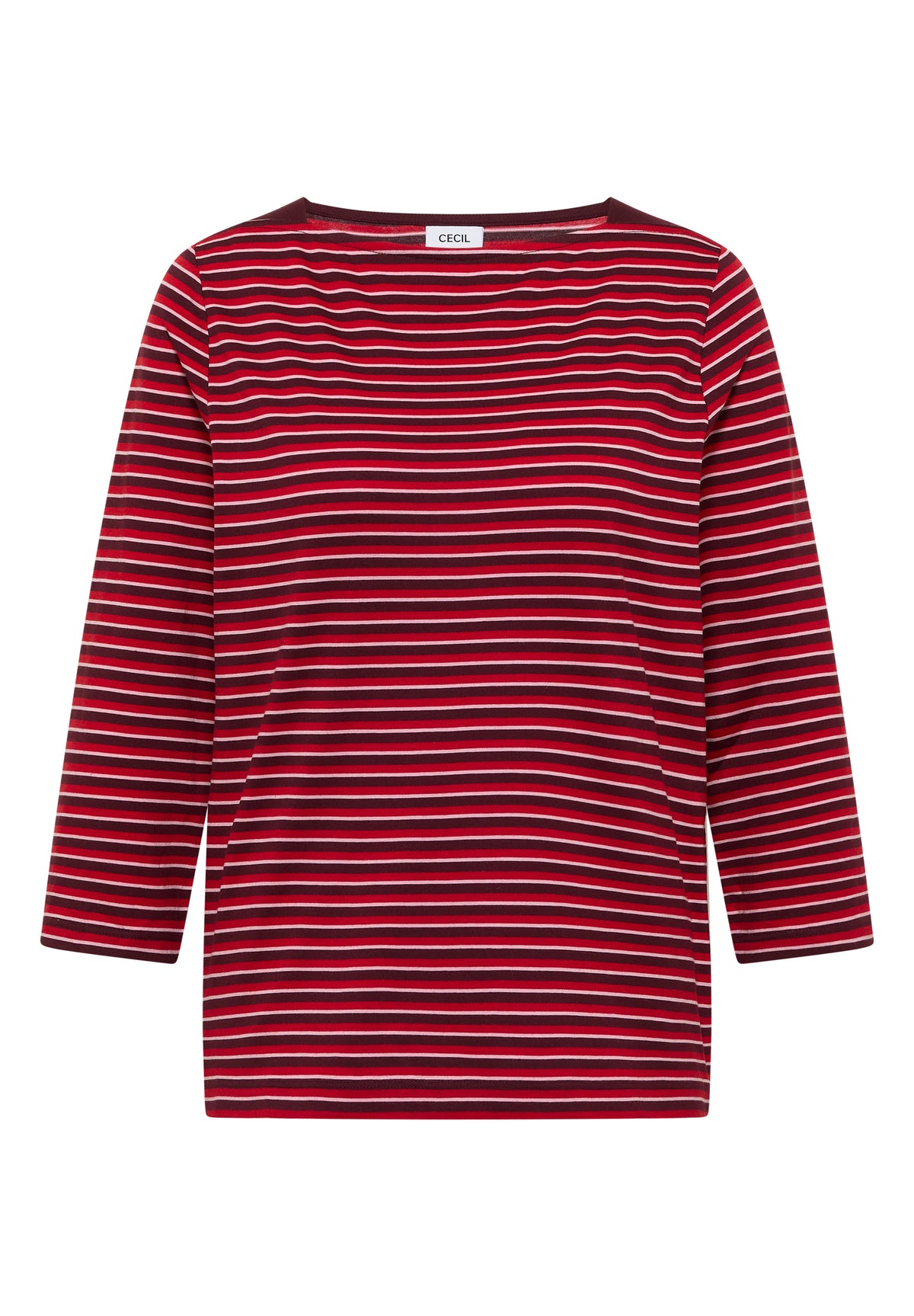 3/4-Arm Shirt mit Boat Neck und Streifen