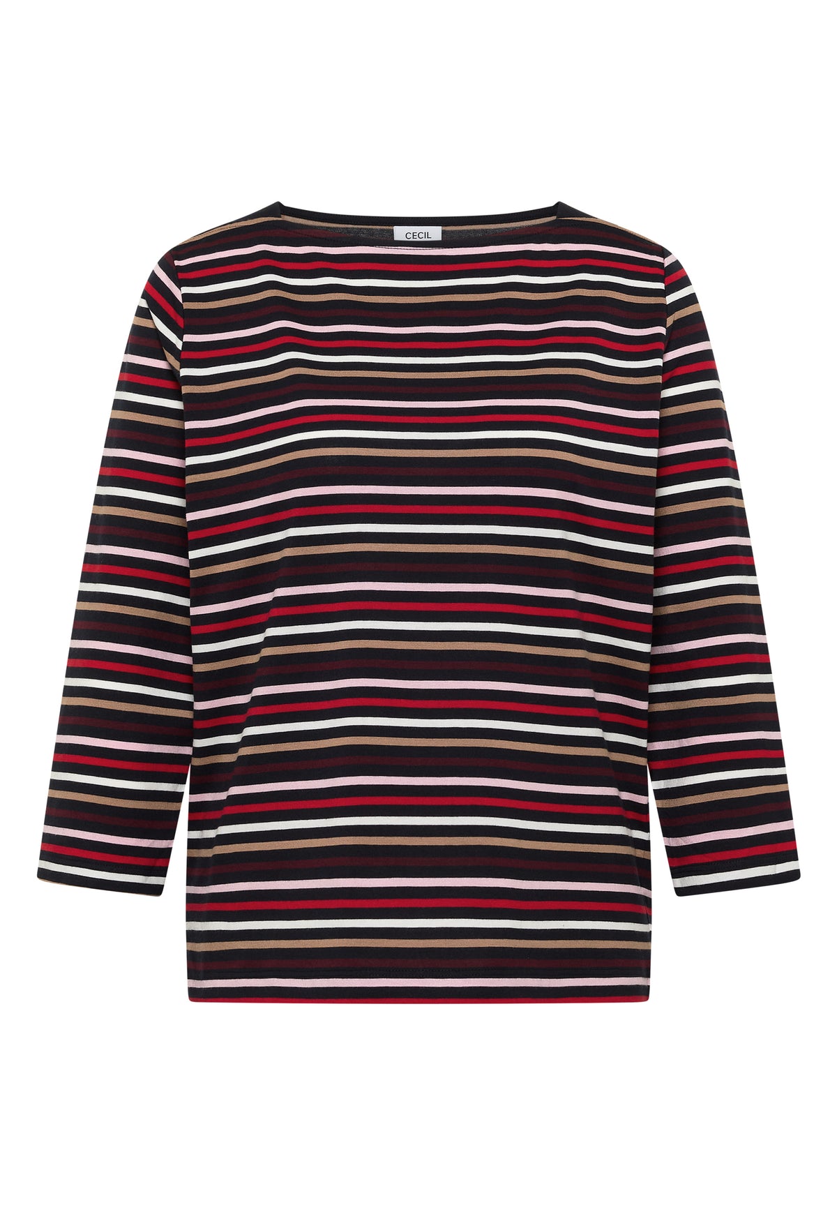 3/4-Arm Shirt mit Boat Neck und Streifen