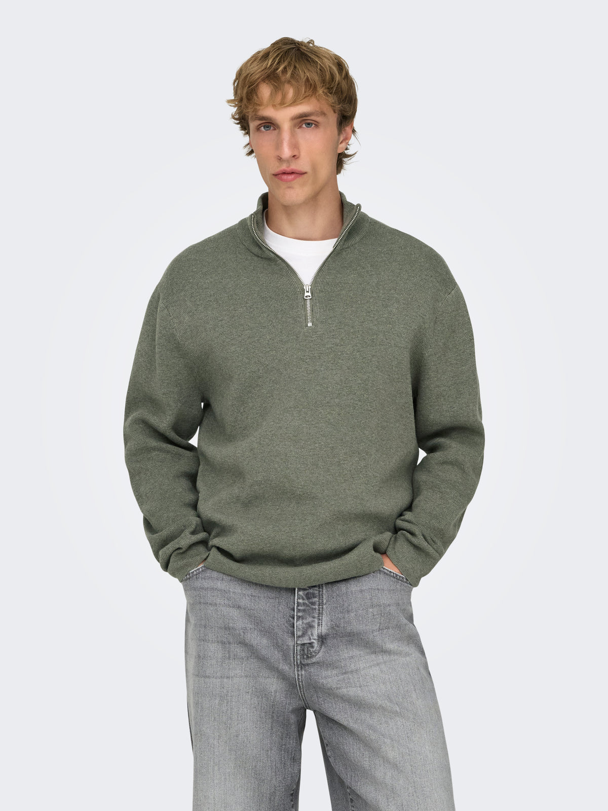 ONSTING REG HALF ZIP KNIT NOOS
