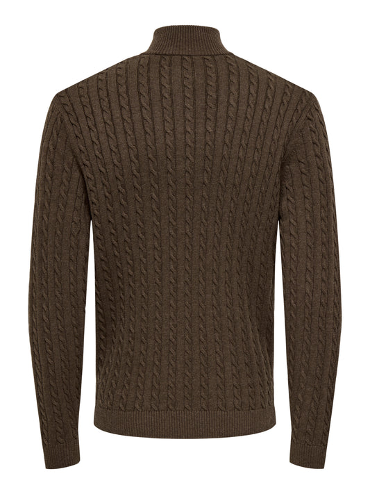ONSLOUI REG 12 CABEL HALF ZIP KNIT NOOS