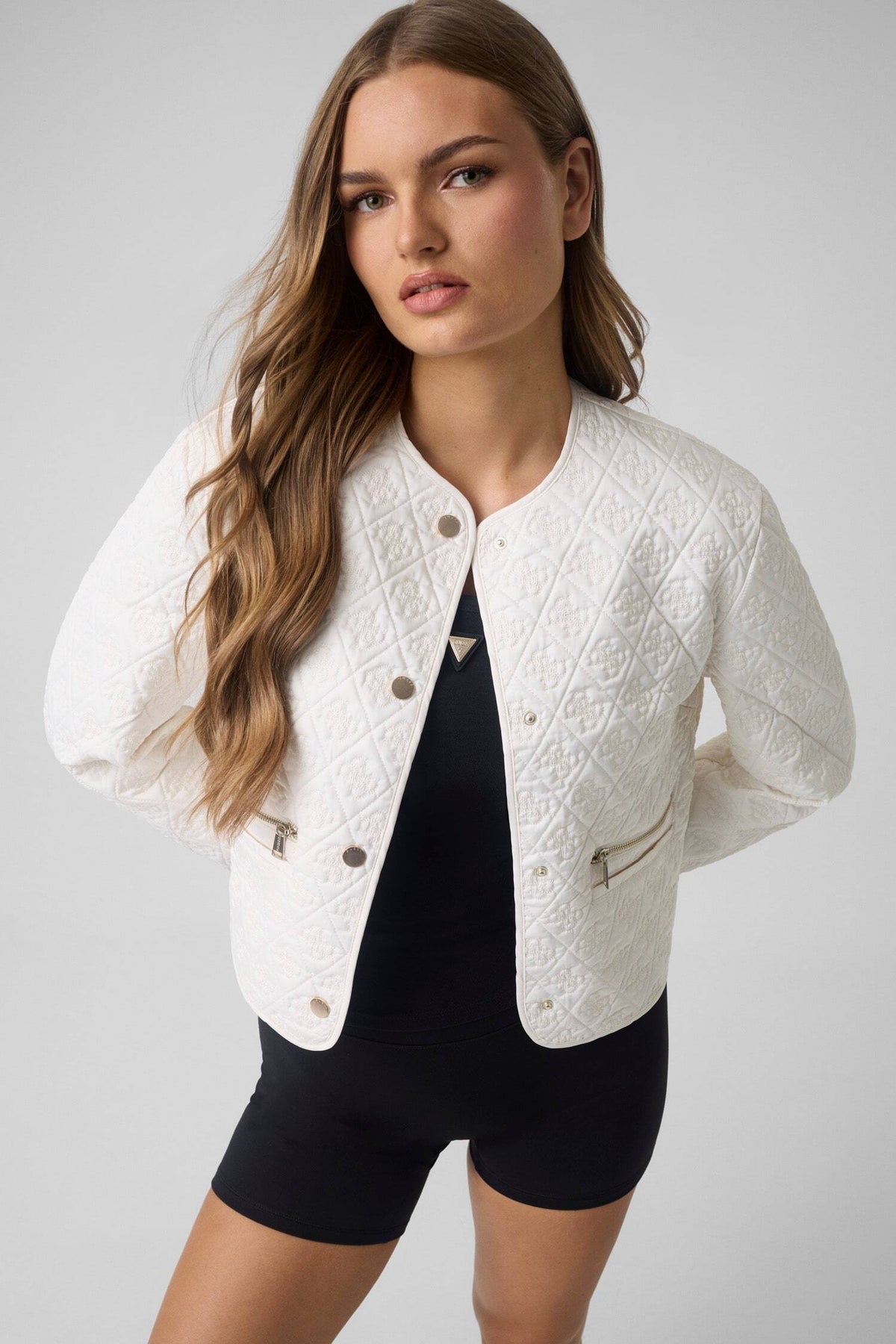 EDITH CROP LOGO QUILT JKT
