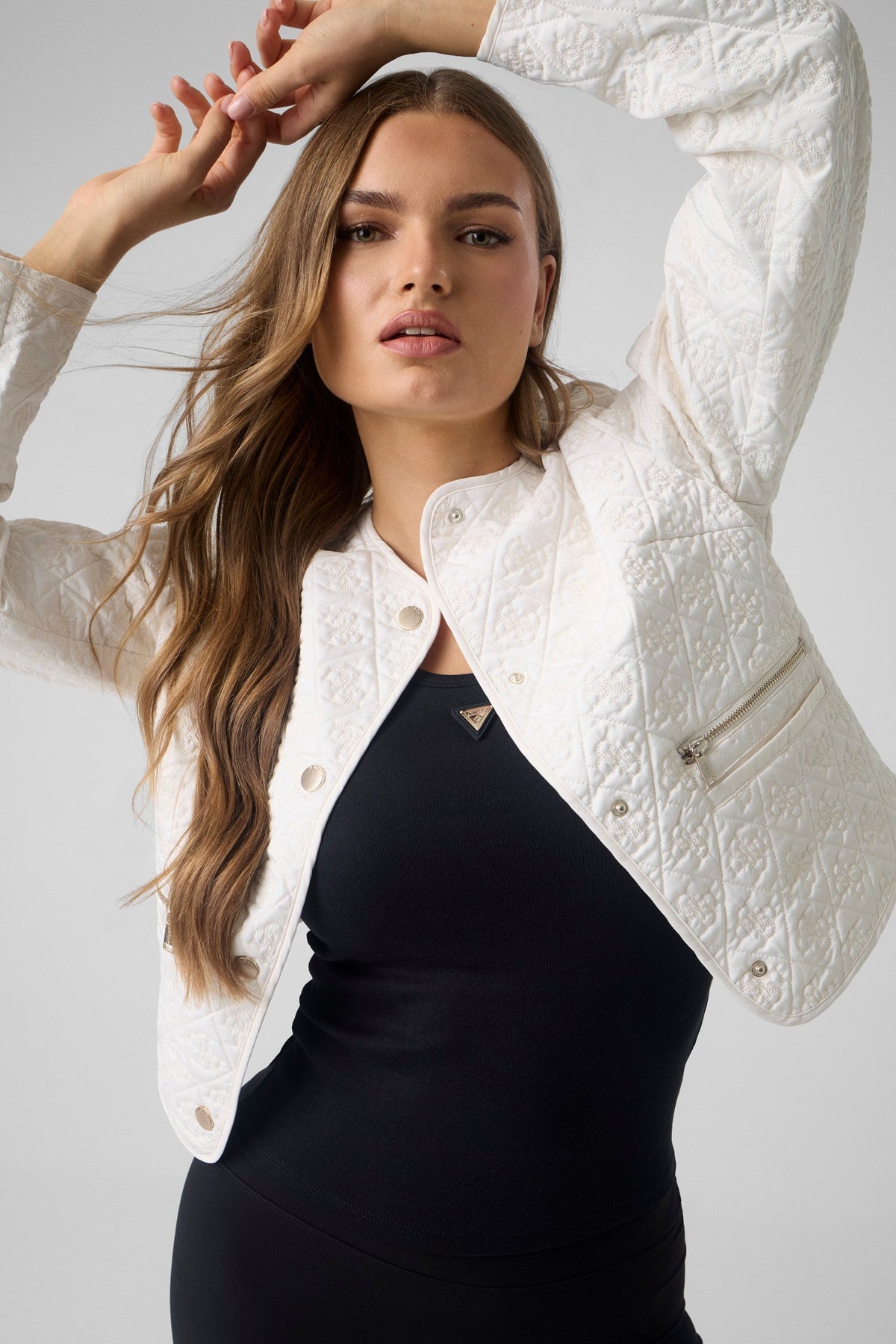 EDITH CROP LOGO QUILT JKT