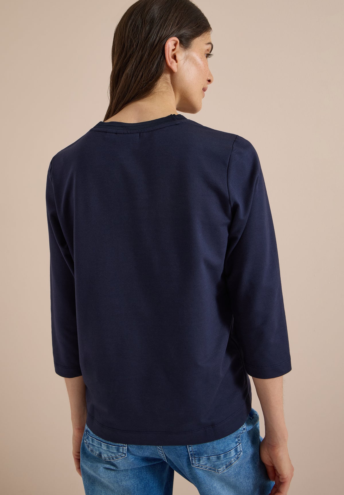 3/4-Arm Shirt mit Rundhals und Wording