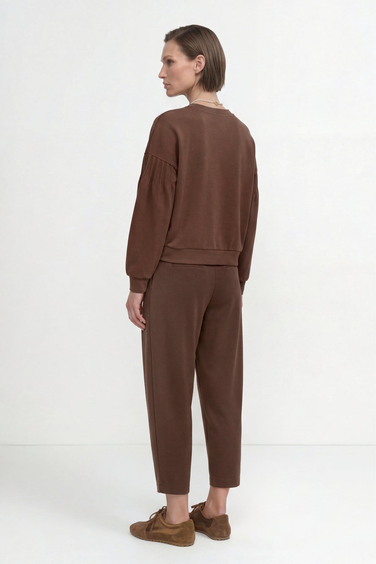 T Peach Pleated Crew