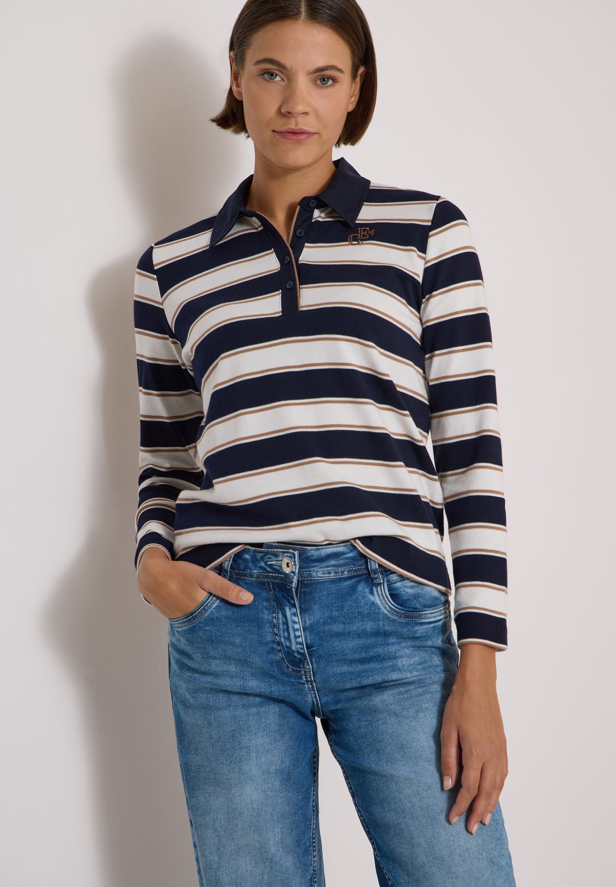 Langarm Poloshirt mit Knöpfen
