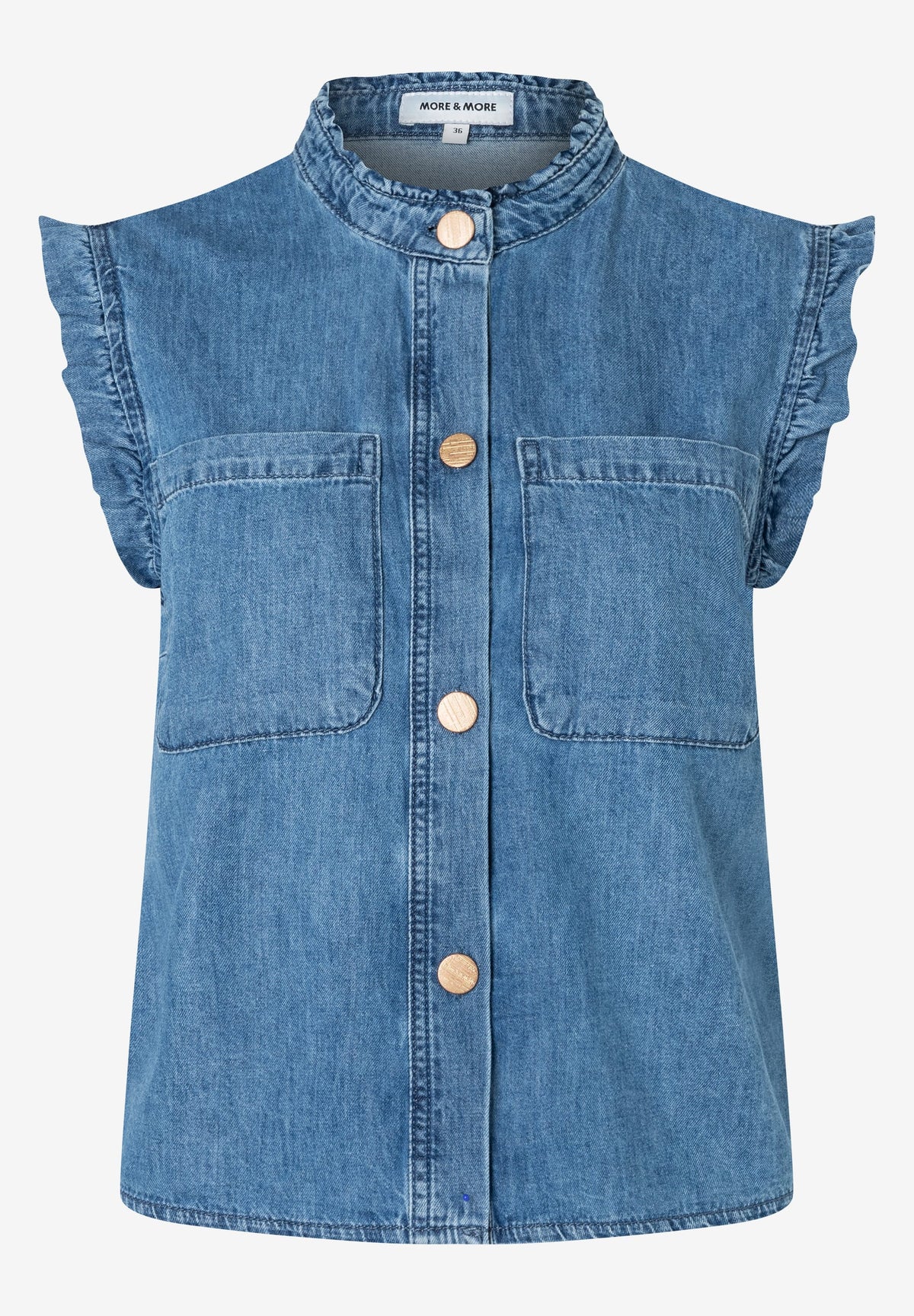 Jeansbluse mit Rüschenärmeln