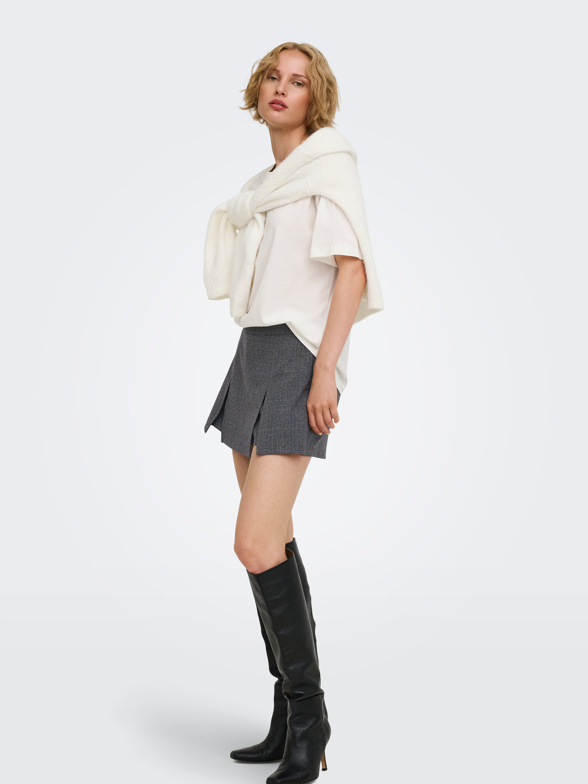 ONLELLY-NOON HW PLEAT CHECK SKORT TLR