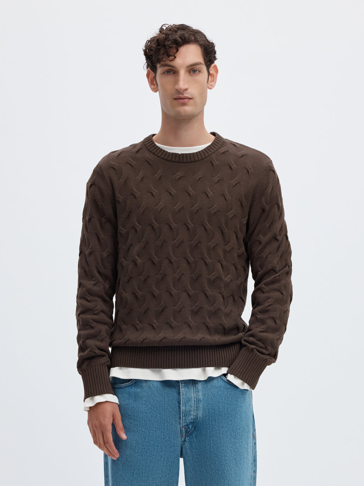 SLMCARLOS LS CABLE CREW NECK NOOS
