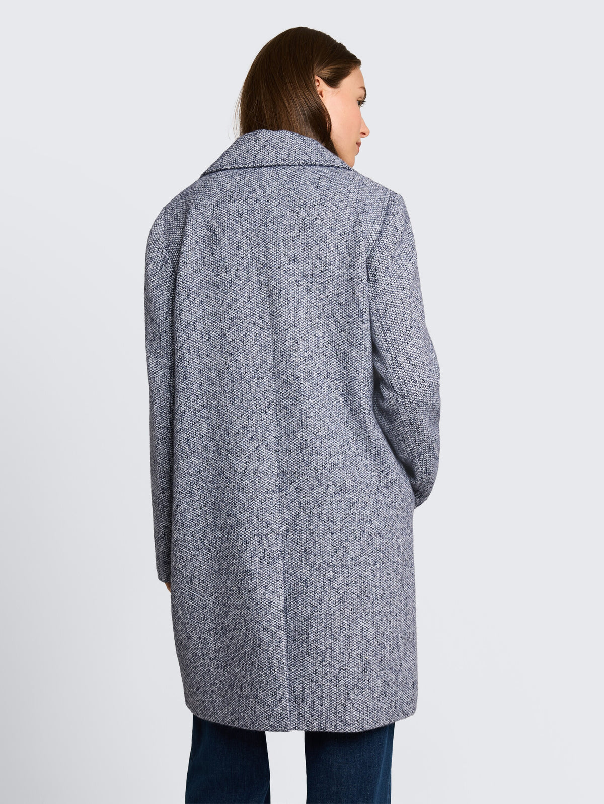 Bouclé Mantel mit Reverskragen