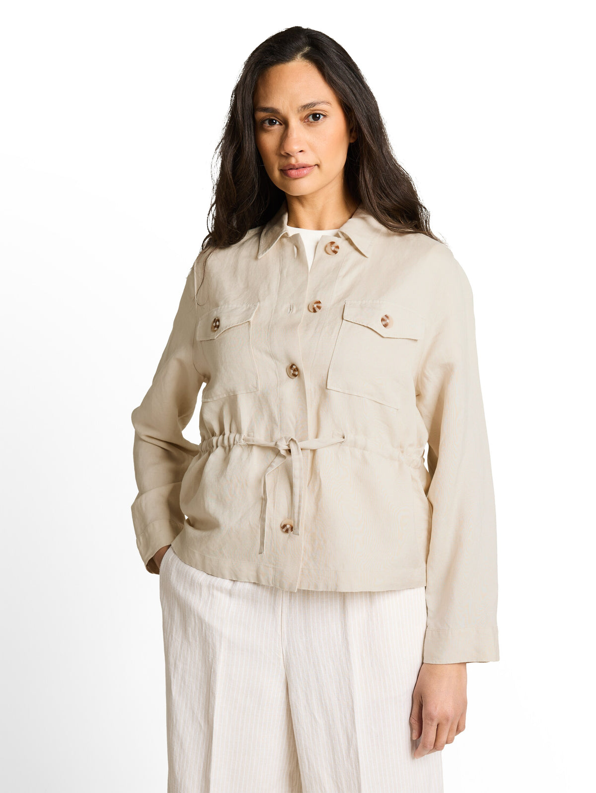Regular Fit Jacke mit Leinenanteil