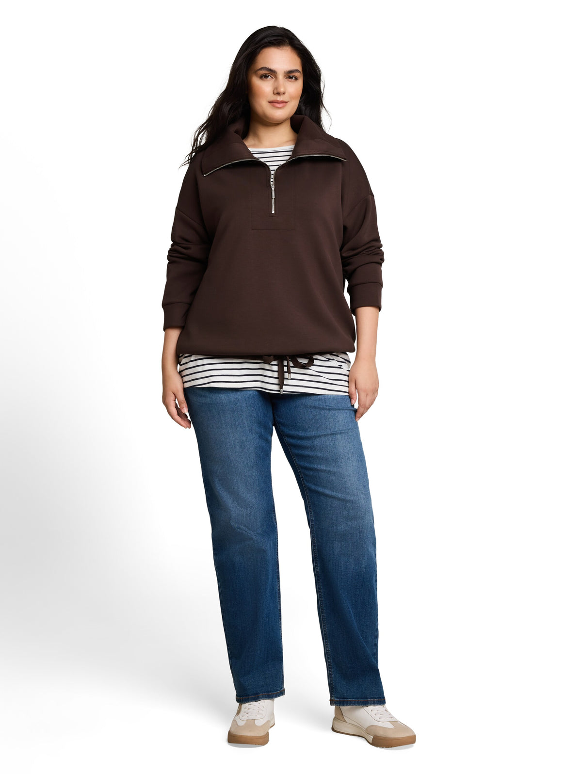 Plus Size - Troyer Sweatshirt aus Scuba