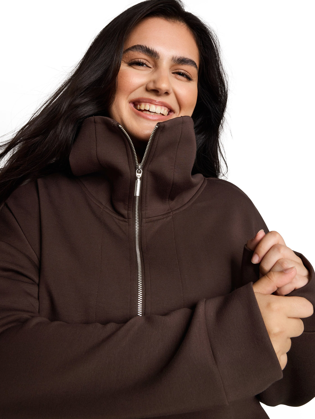 Plus Size - Troyer Sweatshirt aus Scuba