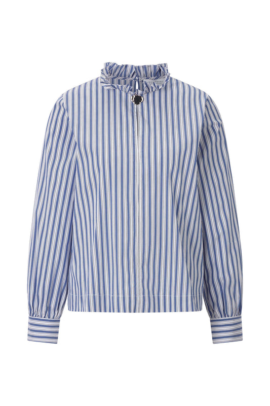 Cotton Striped Ruffle Blouse