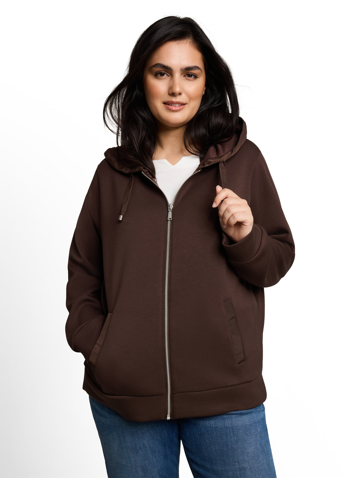Plus Size - Hoodie Sweatjacke aus Scuba